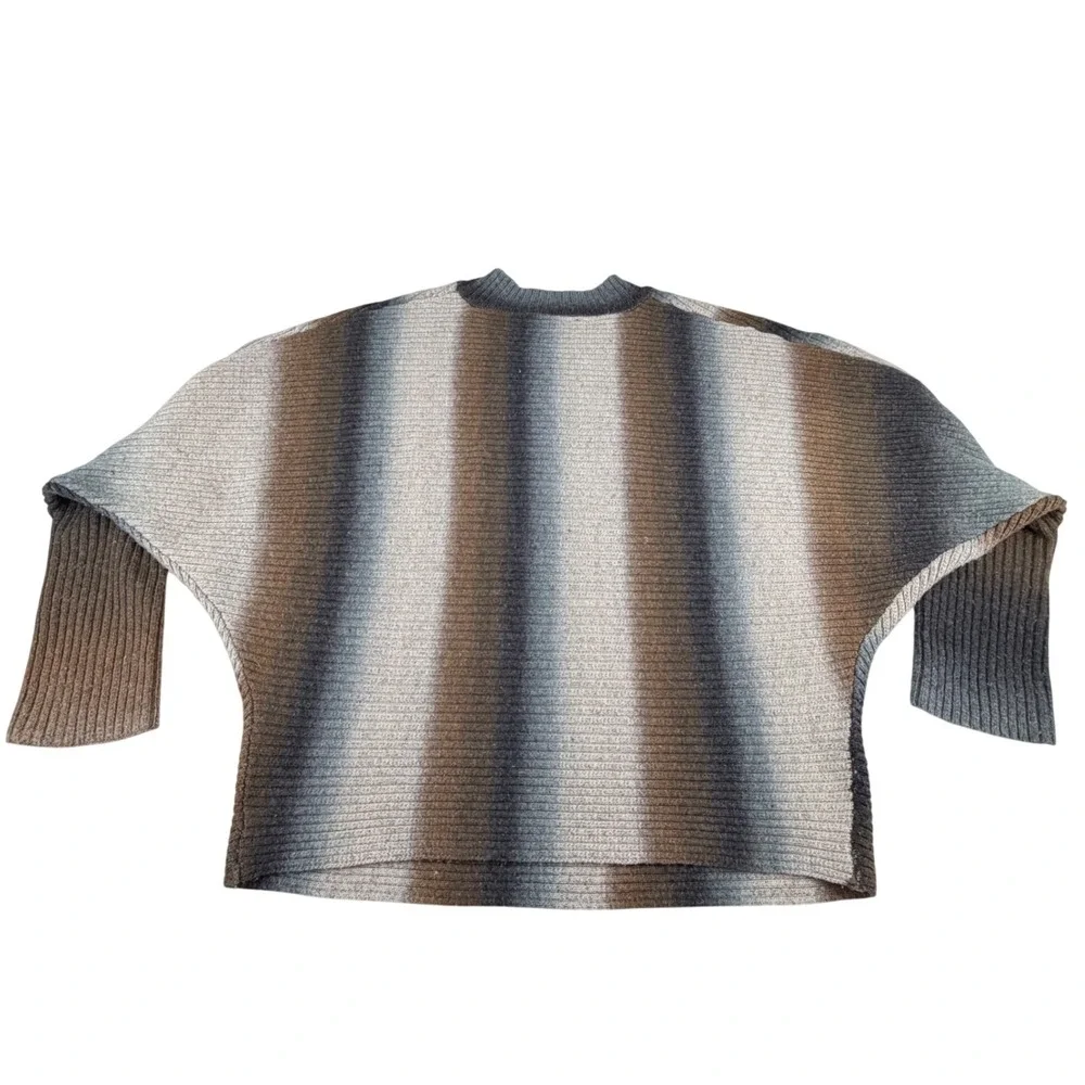 SISTERS‎ Ombre Striped Wool Blend Sweater Mock Neck Dolman Sleeve Women S/M